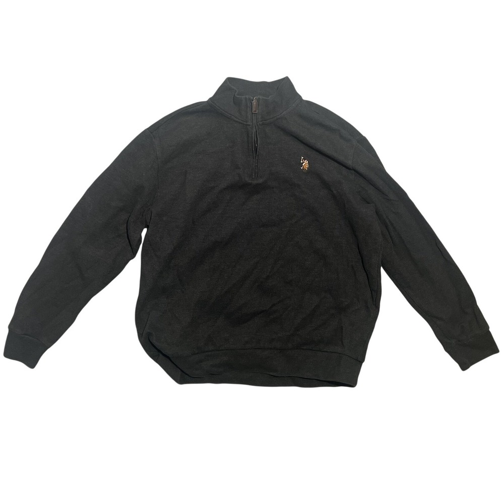 U.S. Polo Assn. Men's XL Charcoal Gray Ribbed 1/4 Zip Pullover Sweater